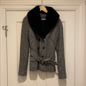 Ralph Lauren Purple Label Black and White Houndstooth Blazer
